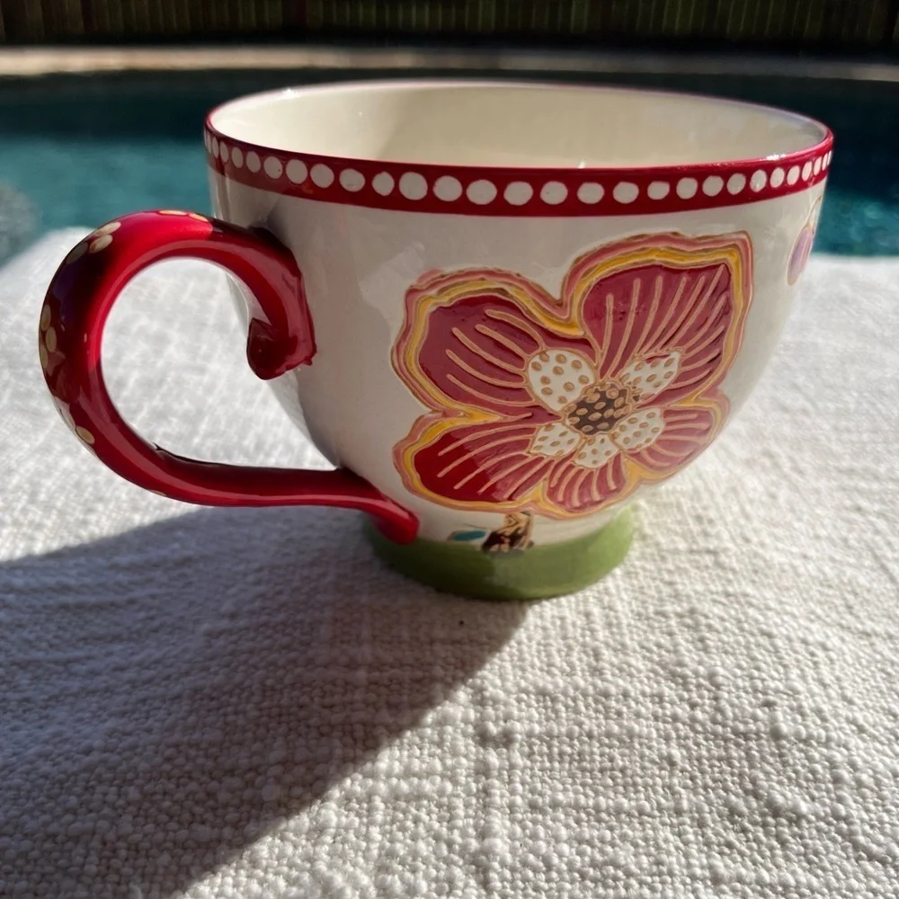 Coastline Imports Dutch Wax  Anthropolagie  Multi Colored Floral Mug 16oz‎